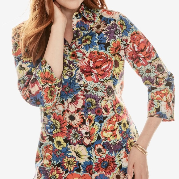 Jessica London Tops - NWT 14/q6 cotton/ stretch shirt 3/4 sleeve